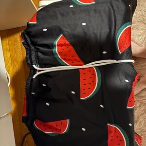 Watermelon Print Black Shorts